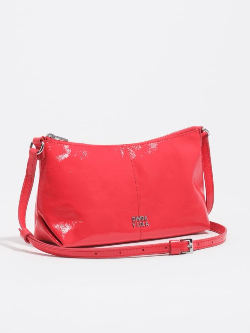Bimba y Lola Red Patent Crossbody Bag with Adjustable Strap